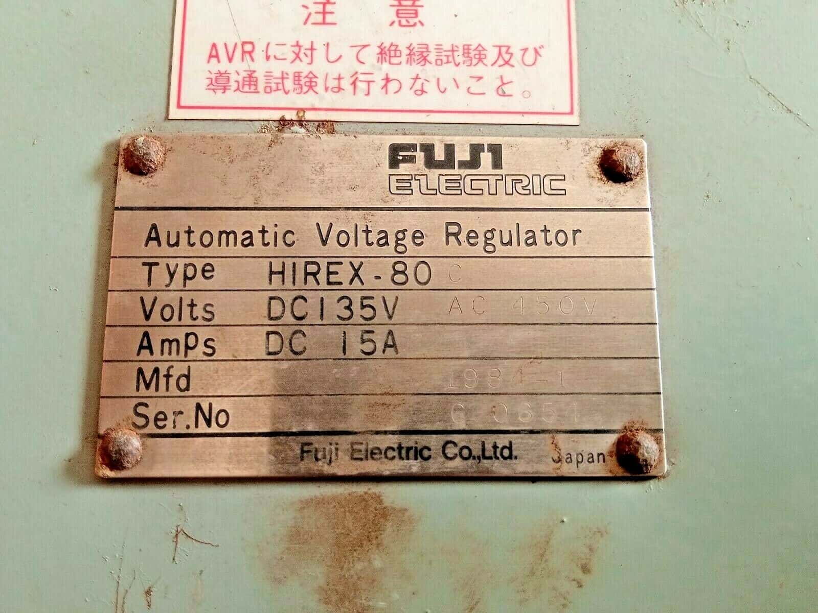 FUJI ELECTRIC AUTOMATIC VOLTAGE REGULATOR AVR TYPE : HIREX-80C